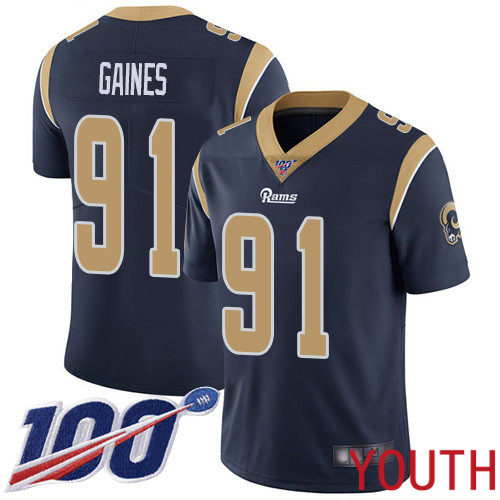 Los Angeles Rams Limited Navy Blue Youth Greg Gaines Home Jersey NFL Football 91 100th Season Vapor Untouchable